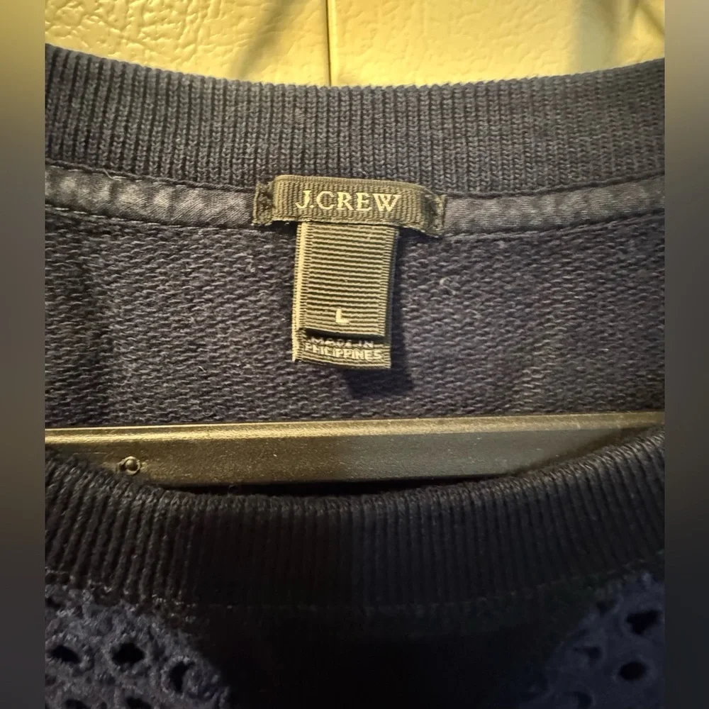 J. Crew Navy Eyelet Front Sweatshirt
